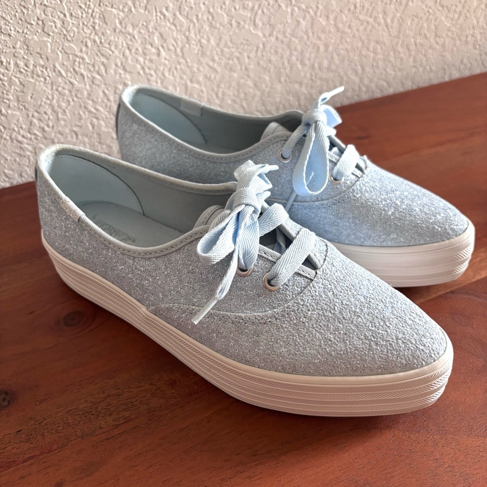Keds Point Platform Light Blue Glitter Sneakers Women’s 6.5 Girly Feminine